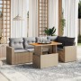 Garden sofa set with 6-piece synthetic rattan beige cushions by , Garden sets - Ref: Foro24-3271304, Price: 467,08 €, Discoun...