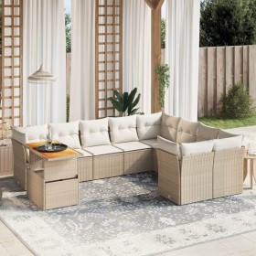 Gartensofa-Set mit 10-teiligen beigen Kissen aus synthetischem Rattan. von , Gartensets - Ref: Foro24-3271016, Preis: 810,14 ...