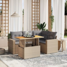 Gartensofa-Set mit 5-teiligen Kissen aus synthetischem Rattan in Beige. von , Gartensets - Ref: Foro24-3271297, Preis: 428,04...