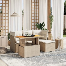 Gartensofa-Set mit 6-teiligen Kissen aus synthetischem Rattan in Beige. von , Gartensets - Ref: Foro24-3270806, Preis: 479,68...