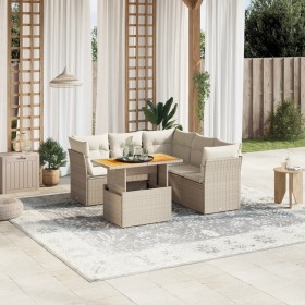 Gartensofa-Set mit 5-teiligen Kissen aus synthetischem Rattan in Beige. von , Gartensets - Ref: Foro24-3270827, Preis: 558,21...