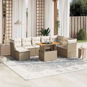 Gartensofagarnitur 9-teilig mit Kissen aus synthetischem Rattan in Beige. von , Gartensets - Ref: Foro24-3270974, Preis: 749,...