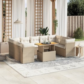 Gartensofa-Set mit 10-teiligen beigen Kissen aus synthetischem Rattan. von , Gartensets - Ref: Foro24-3270995, Preis: 810,14 ...