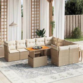 Gartensofa-Set mit 10-teiligen beigen Kissen aus synthetischem Rattan. von , Gartensets - Ref: Foro24-3271009, Preis: 810,14 ...