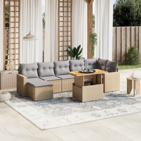 Garden sofa set with beige cushions, 8 pieces, PE rattan. by , Garden sets - Ref: Foro24-3271423, Price: 597,90 €, Discount: %