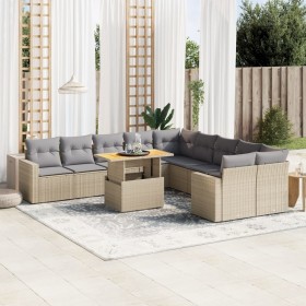 Gartensofa-Set 11-teilig mit beigen Polstern aus synthetischem Rattan von , Gartensets - Ref: Foro24-3271507, Preis: 811,53 €...