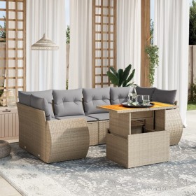 Set sofás de jardín 7 piezas y cojines ratán sintético beige de , Conjuntos de jardín - Ref: Foro24-3272095, Precio: 557,51 €...