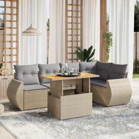 Gartensofa-Set mit 6-teiligen Kissen aus synthetischem Rattan in Beige. von , Gartensets - Ref: Foro24-3272186, Preis: 489,80...