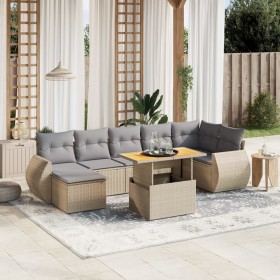 Garden sofa set with beige cushions, 8 pieces, PE rattan. by , Garden sets - Ref: Foro24-3272305, Price: 622,88 €, Discount: %