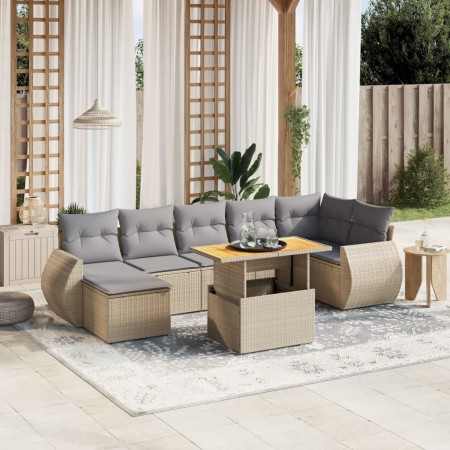 Garden sofa set with beige cushions, 8 pieces, PE rattan. by , Garden sets - Ref: Foro24-3272305, Price: 622,36 €, Discount: %