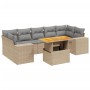 Garden sofa set with beige cushions, 8 pieces, PE rattan. by , Garden sets - Ref: Foro24-3272550, Price: 631,89 €, Discount: %