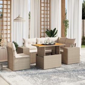 Gartensofa-Set mit 6-teiligen Kissen aus synthetischem Rattan in Beige. von , Gartensets - Ref: Foro24-3272640, Preis: 584,70...