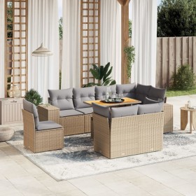 Set de sofás de jardín 9 pzas con cojines ratán sintético beige de , Conjuntos de jardín - Ref: Foro24-3272732, Precio: 732,0...