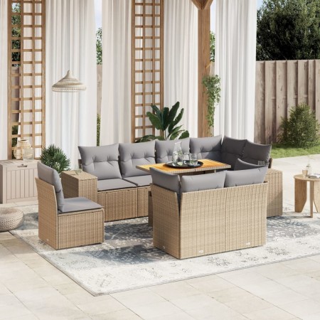 Gartensofagarnitur 9-teilig mit Kissen aus synthetischem Rattan in Beige. von , Gartensets - Ref: Foro24-3272732, Preis: 753,...