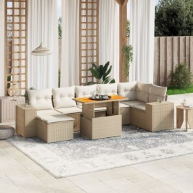 Garden sofa set with beige cushions, 8 pieces, PE rattan. by , Garden sets - Ref: Foro24-3272745, Price: 675,19 €, Discount: %