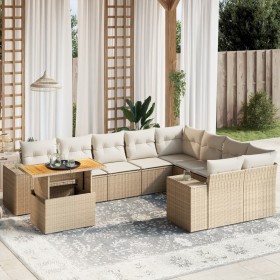 Gartensofa-Set mit 10-teiligen beigen Kissen aus synthetischem Rattan. von , Gartensets - Ref: Foro24-3272801, Preis: 832,81 ...