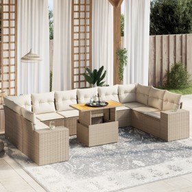 Gartensofa-Set 11-teilig mit beigen Polstern aus synthetischem Rattan von , Gartensets - Ref: Foro24-3272808, Preis: 901,81 €...