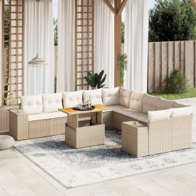 Gartensofa-Set 11-teilig mit beigen Polstern aus synthetischem Rattan von , Gartensets - Ref: Foro24-3272829, Preis: 901,81 €...