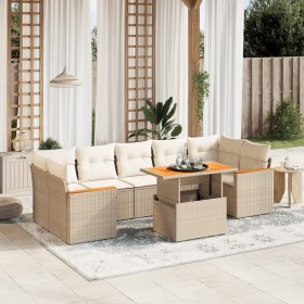 Garden sofa set with beige cushions, 8 pieces, PE rattan. by , Garden sets - Ref: Foro24-3272990, Price: 716,79 €, Discount: %