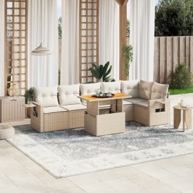 Gartensofagarnitur 7-teilig mit Kissen aus synthetischem Rattan in Beige. von , Gartensets - Ref: Foro24-3271765, Preis: 591,...