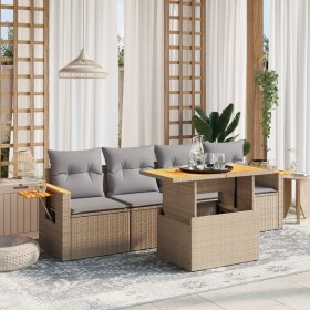 Garden sofa set with 5-piece synthetic rattan beige cushions by , Garden sets - Ref: Foro24-3273397, Price: 412,09 €, Discoun...