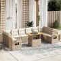 Gartensofa-Set 11-teilig mit beigen Polstern aus synthetischem Rattan von , Gartensets - Ref: Foro24-3271926, Preis: 875,92 €...