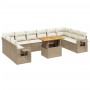 Gartensofa-Set 11-teilig mit beigen Polstern aus synthetischem Rattan von , Gartensets - Ref: Foro24-3271926, Preis: 875,92 €...