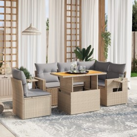 Garden sofa set with 6-piece synthetic rattan beige cushions by , Garden sets - Ref: Foro24-3271759, Price: 472,73 €, Discoun...