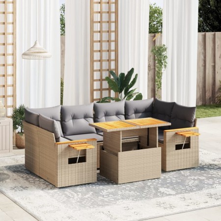 Set sofás de jardín 7 piezas y cojines ratán sintético beige de , Conjuntos de jardín - Ref: Foro24-3273418, Precio: 543,02 €...