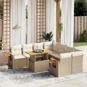 Gartensofagarnitur 9-teilig mit Kissen aus synthetischem Rattan in Beige. von , Gartensets - Ref: Foro24-3273445, Preis: 793,...