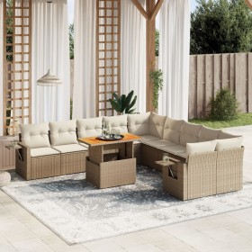 Gartensofa-Set 11-teilig mit beigen Polstern aus synthetischem Rattan von , Gartensets - Ref: Foro24-3271947, Preis: 882,99 €...