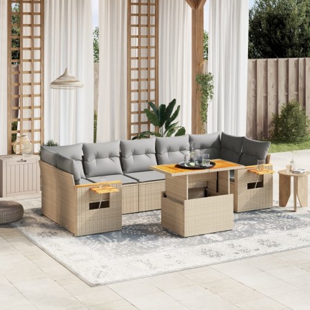 Gartensofagarnitur mit beigen Kissen, 8-teilig, aus PE-Rattan. von , Gartensets - Ref: Foro24-3273432, Preis: 645,18 €, Rabat...