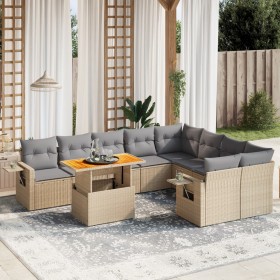 Gartensofa-Set mit 10-teiligen beigen Kissen aus synthetischem Rattan. von , Gartensets - Ref: Foro24-3271913, Preis: 720,70 ...