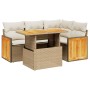 Gartensofa-Set mit 5-teiligen Kissen aus synthetischem Rattan in Beige. von , Gartensets - Ref: Foro24-3273942, Preis: 498,96...