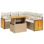 Gartensofa-Set mit 6-teiligen Kissen aus synthetischem Rattan in Beige. von , Gartensets - Ref: Foro24-3273956, Preis: 562,38...