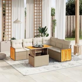 Garden set with 7 pieces of sofas and beige synthetic rattan cushions. by , Garden sets - Ref: Foro24-3273977, Price: 600,01 ...