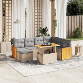 Garden sofa set with beige cushions, 8 pieces, PE rattan. by , Garden sets - Ref: Foro24-3274076, Price: 614,30 €, Discount: %