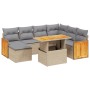 Garden sofa set with beige cushions, 8 pieces, PE rattan. by , Garden sets - Ref: Foro24-3274076, Price: 605,31 €, Discount: %