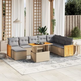 Set de sofás de jardín 9 pzas con cojines ratán sintético beige de , Conjuntos de jardín - Ref: Foro24-3274097, Precio: 653,9...