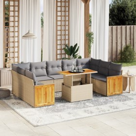 Garden sofa set with beige cushions, 10 pieces, made of synthetic rattan. by , Garden sets - Ref: Foro24-3274104, Price: 720,...