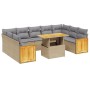 Gartensofa-Set mit 10-teiligen beigen Kissen aus synthetischem Rattan. von , Gartensets - Ref: Foro24-3274104, Preis: 719,61 ...