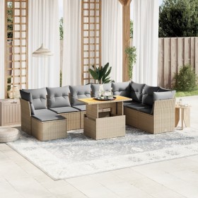 Gartensofagarnitur 9-teilig mit Kissen aus synthetischem Rattan in Beige. von , Gartensets - Ref: Foro24-3275516, Preis: 633,...