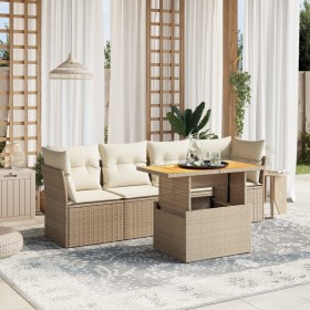 Gartensofa-Set mit 5-teiligen Kissen aus synthetischem Rattan in Beige. von , Gartensets - Ref: Foro24-3270666, Preis: 424,43...