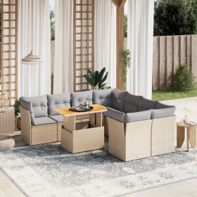 Gartensofagarnitur 9-teilig mit Kissen aus synthetischem Rattan in Beige. von , Gartensets - Ref: Foro24-3270723, Preis: 637,...