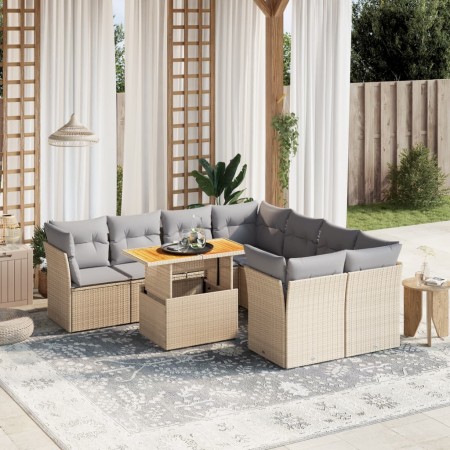 9-piece garden sofa set with beige synthetic rattan cushions by , Garden sets - Ref: Foro24-3270723, Price: 635,50 €, Discoun...