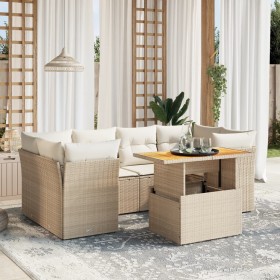 Gartensofagarnitur 7-teilig mit Kissen aus synthetischem Rattan in Beige. von , Gartensets - Ref: Foro24-3270687, Preis: 596,...