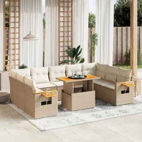 Gartensofa-Set 11-teilig mit beigen Polstern aus synthetischem Rattan von , Gartensets - Ref: Foro24-3273690, Preis: 928,59 €...