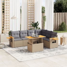 Garden set with 7 pieces of sofas and beige synthetic rattan cushions. by , Garden sets - Ref: Foro24-3273537, Price: 544,99 ...