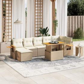 Garden sofa set with beige cushions, 8 pieces, PE rattan. by , Garden sets - Ref: Foro24-3273627, Price: 711,87 €, Discount: %