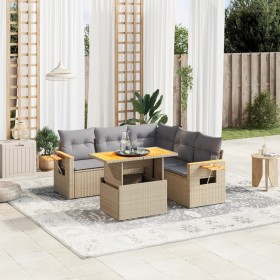 Gartensofa-Set mit 6-teiligen Kissen aus synthetischem Rattan in Beige. von , Gartensets - Ref: Foro24-3273516, Preis: 492,63...